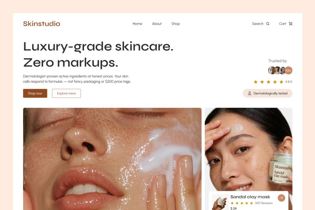 Skinstudio ecommerce design